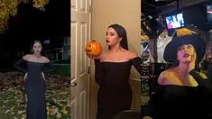 Foto kolase Beby Tsabina saat merayakan pesta Halloween. Dalam momen ini Beby Tsabina menjadi seorang penyihir. (Instagram/bebytsabina)