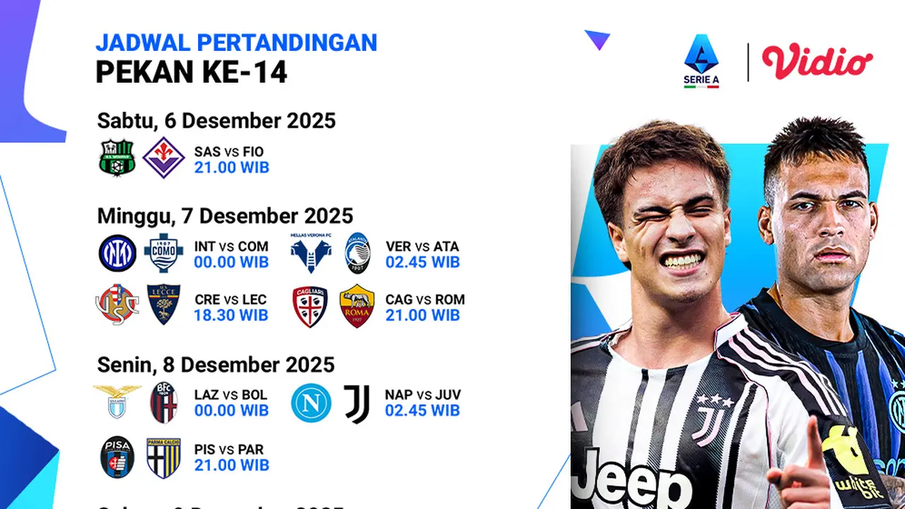 Jadwal Serie A pekan 14 live streaming eksklusif di Vidio. (dok. vidio.com)