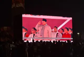 Presiden Prabowo Subianto dan Wakil Presiden Gibran Rakabuming Raka menghadiri Pesta Rakyat 2026 di kawasan Monumen Nasional (Monas), Jakarta. (Liputan6.com/Rifqy Alief Abiyya)