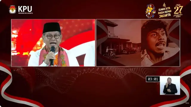 Calon Gubernur nomor urut 3 Pramono Anung saat memaparkan visi dan misi dalam debat perdana Pilkada Jakarta 2024.