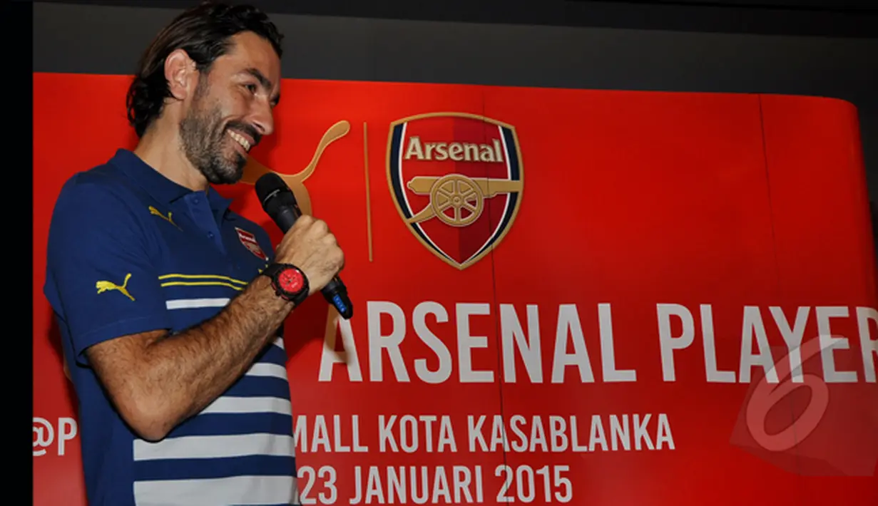 Pires akan ambil bagian dalam Arsenal Football Marathon, sebuah permainan sepak bola estafet terlama di Indonesia, Jakarta, Jumat (23/1/2015). (Liputan6.com/Miftahul Hayat)