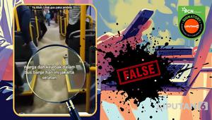 Penelusuran i klaim video warga terjebak banjir di dalam bus Jakarta Selatan.