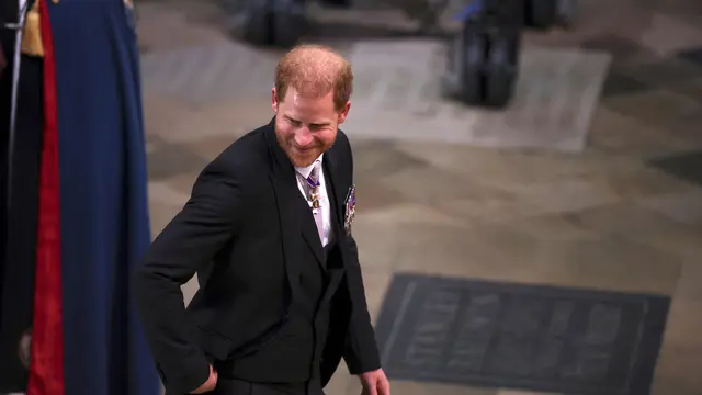 Pangeran Harry menghadiri penobatan Raja Charles III. ((Phil Noble/Pool Photo via AP)