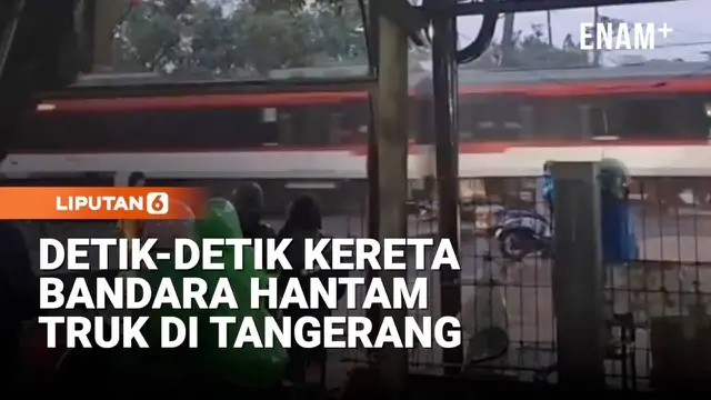 Detik-Detik KA Bandara Hantam Truk Trailer di Tangerang