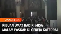 Misa malam Paskah digelar di Gereja Katedral, Jakarta, sejak Sabtu sore. Dihadiri ribuan umat, misa malam Paskah berlangsung khidmat.