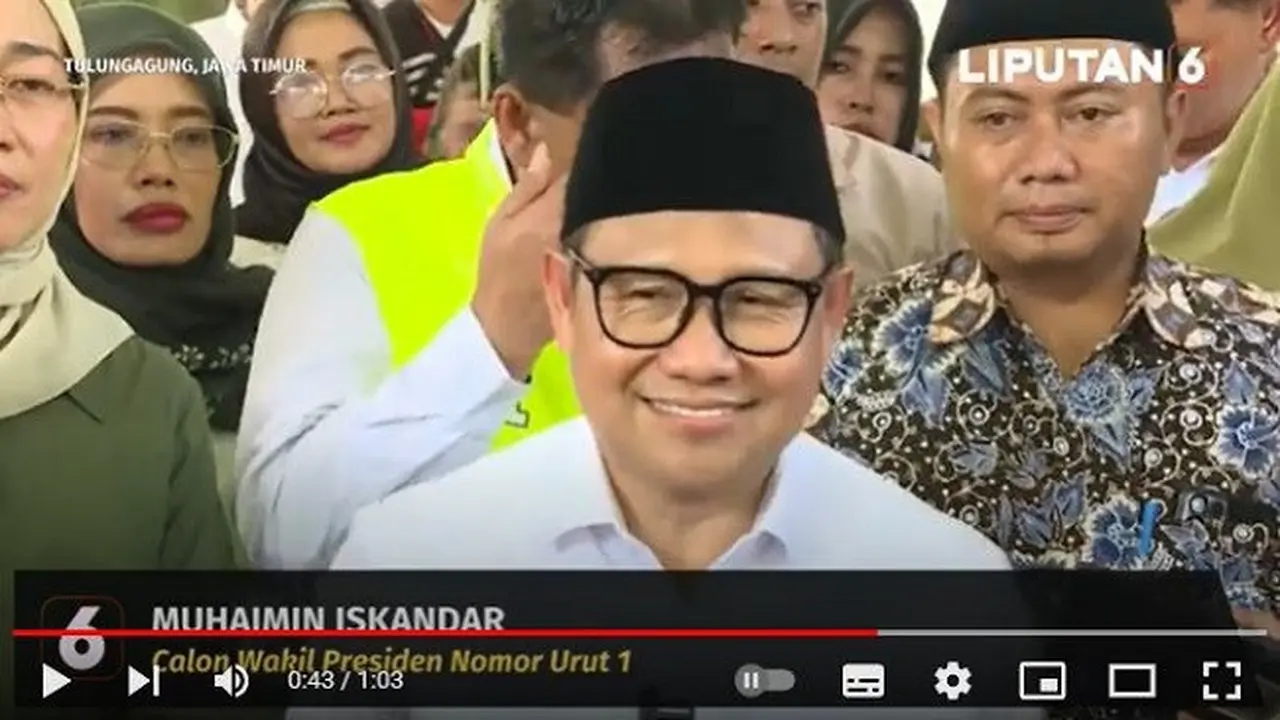 Calon wakil presiden nomor urut 1, Muhaimin Iskandar atau Cak Imin. (YouTube Liputan6)