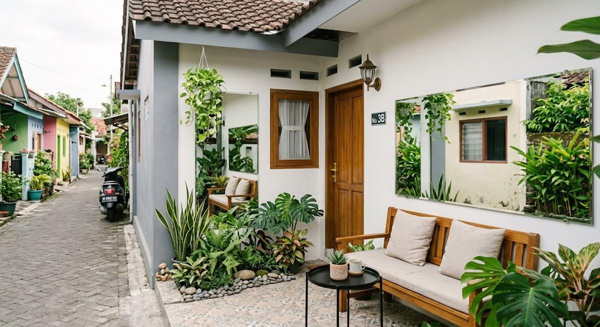 Desain Teras Minimalis Plus Taman Mini untuk Rumah Kecil