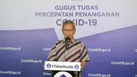 Juru Bicara Penanganan Covid-19 Achmad Yurianto memberikan orang-orang yang terinfeksi Virus Corona penyebab COVID-19 saat konferensi pers di Graha BNPB, Jakarta, Sabtu (23/5/2020). (Dok Badan Nasional Penanggulangan Bencana/BNPB)