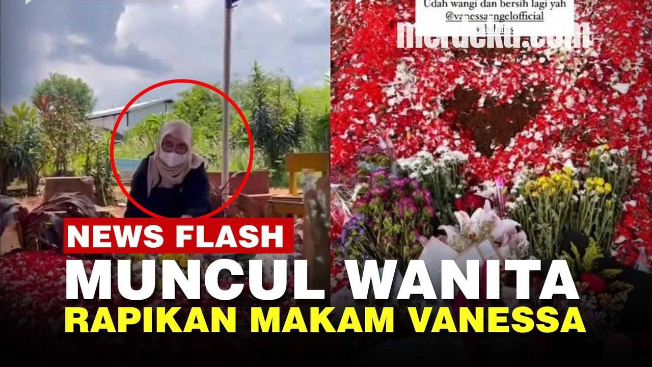 VIDEO: Muncul Wanita Berbusana Hitam Tabur Bunga dan Rapikan Makam Vanessa Angel