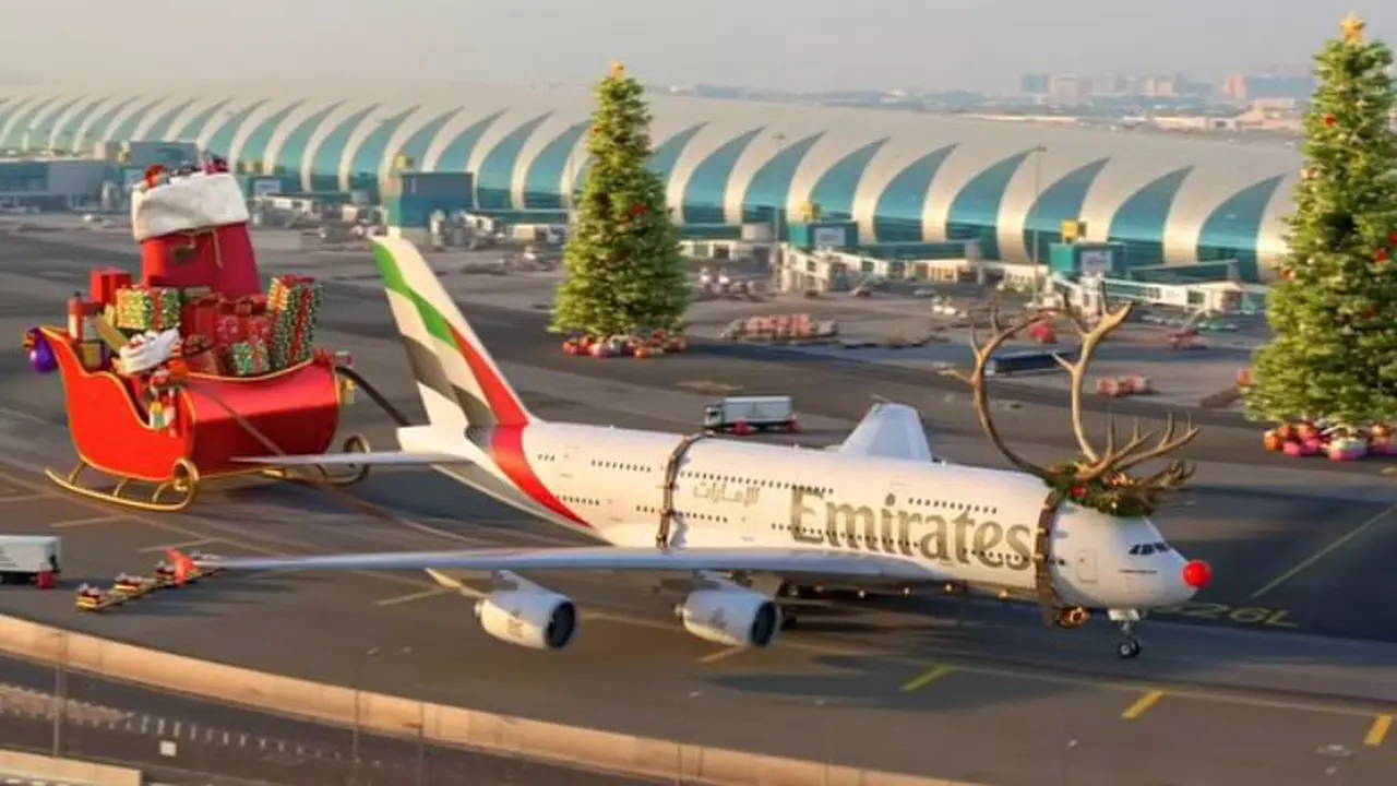 Ucapan Natal tahunan Emirates menampilkan 'Sleigh380' yang serba baru tahun ini.