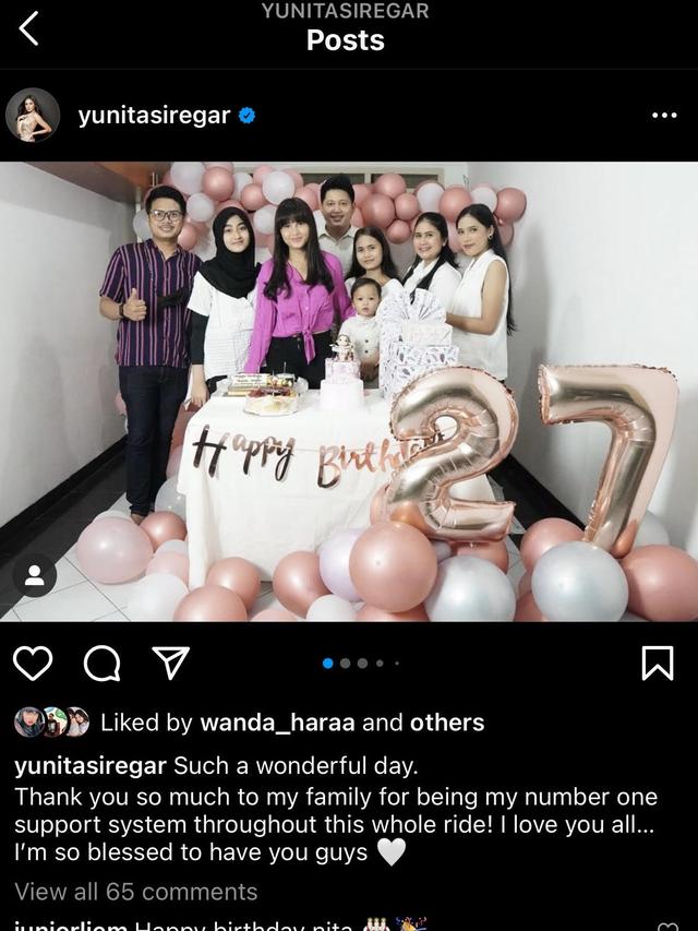 Unggahan Yunita Siregar. (Instagram/ yunitasiregar)
