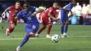 Gol Prancis dicetak oleh Kylian Mbappe. (Friso Gentsch/dpa via AP)