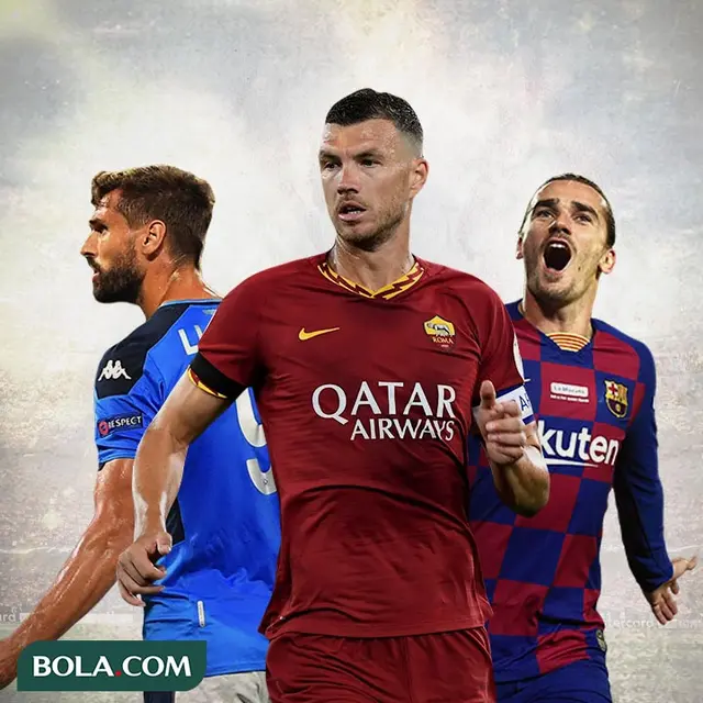 Ilustrasi - Fernando Llorente, Edin Dzeko, Antoine Greizmann