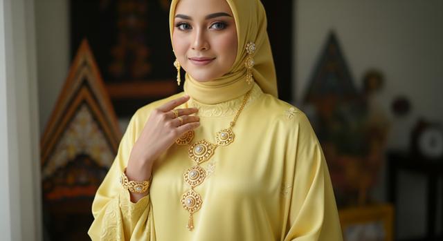 7. Glamor dengan Aksesori Emas