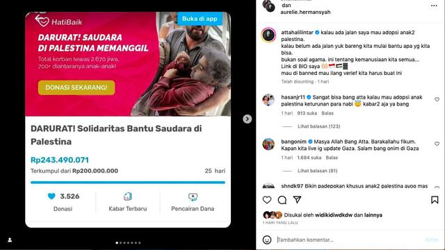 Atta Halilintar  Ajak Masyarakat Bantu Donasi untuk Palestina, Tak Peduli Akunnya Akan Di-Banned Atau Hilang Centang Biru