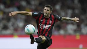 Aksi Christian Pulisic di pertandingan AC Milan vs Cremonese di giornata 1 Serie A 2025/2026 di San Siro, Minggu (24/08/2025). (AP Photo/Luca Bruno)