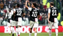 Penyerang Juventus, Paulo Dybala, mencetak gol saat bersua Brescia pada laga pekan ke-24 Serie A di Allianz Stadium, Minggu (16/2/20202) malam WIB. Juve pun menang 2-0 atas Brescia. (AFP/Isabella Bonotto).