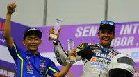 Rey Ratukore saat di podium satu kelas R25 Pro Rider Yamaha Sunday Race (dokumentasi Yamaha)
