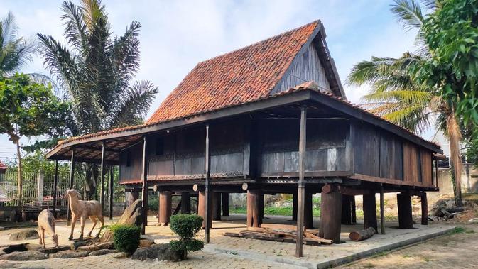 Tidak hanya Rumah Limas, Rumah Ulu asal Kabupaten OKI Sumsel juga menjadi koleksi di Museum Negeri Sumsel (Liputan6.com / Nefri Inge)