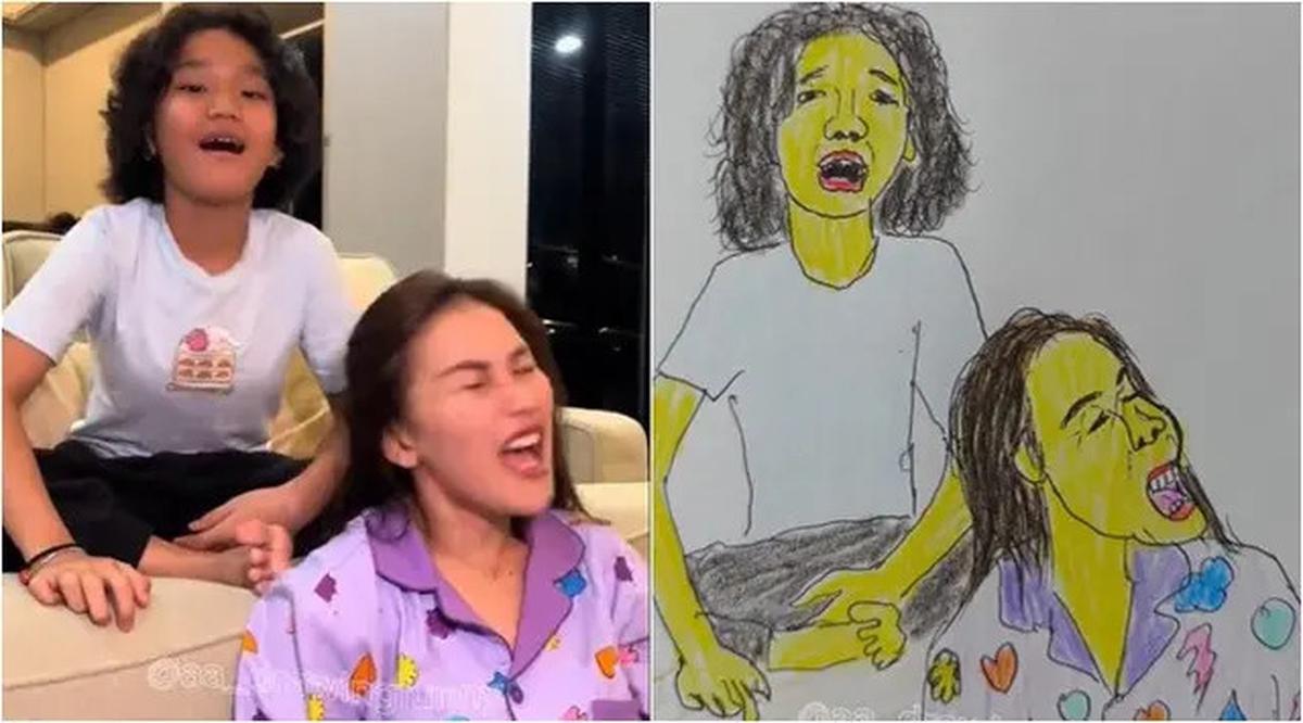 6 Potret Ayu Ting Ting dan Bilqis Digambar AA Drawing, Hasilnya Kocak