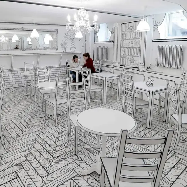Viral, Desain Kafe 2D Bikin Pengunjung Berada di Dalam Buku Gambar