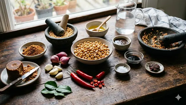 Cara Buat Bumbu Kacang Sate (Foto: Gemini AI)
