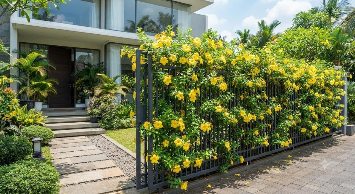 Bunga Terompet Berwarna Kuning Cerah (AI Generated)