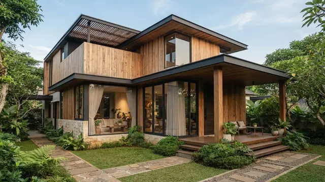 Rumah Kayu Minimalis yang Estetik