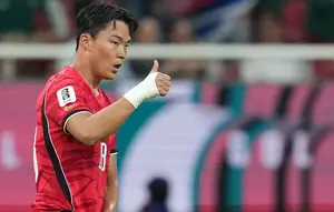 Oh Hyeon-gyu dari Korea Selatan merayakan golnya di laga Grup A Piala Dunia 2026 antara Korea Selatan vs Ceko di Zapopan, Jumat, 12 Juni 2026. (AP Photo/Matias Delacroix)