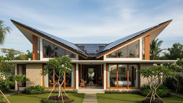 Desain Rumah Desa Tapi Modern Atap Butterfly/Gemini AI