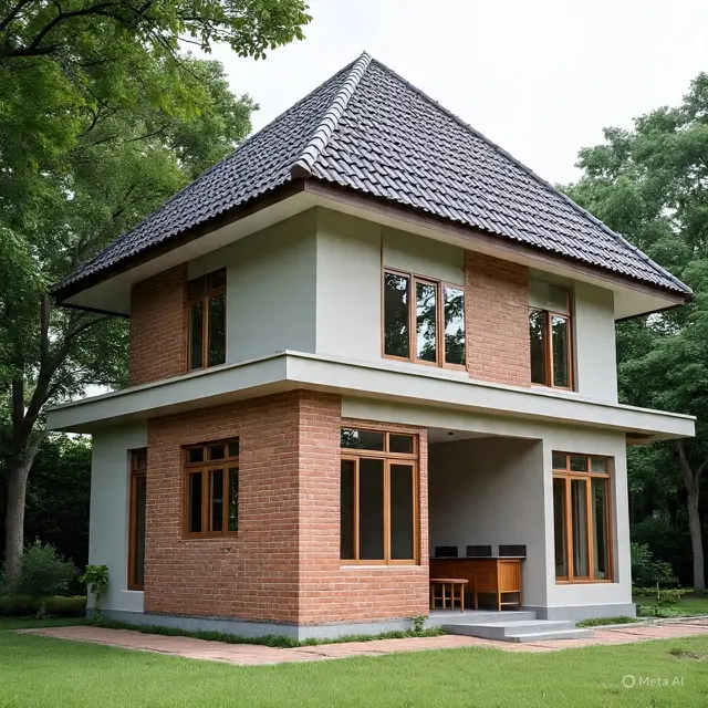 Rumah 2 Lantai Sederhana di Kampung