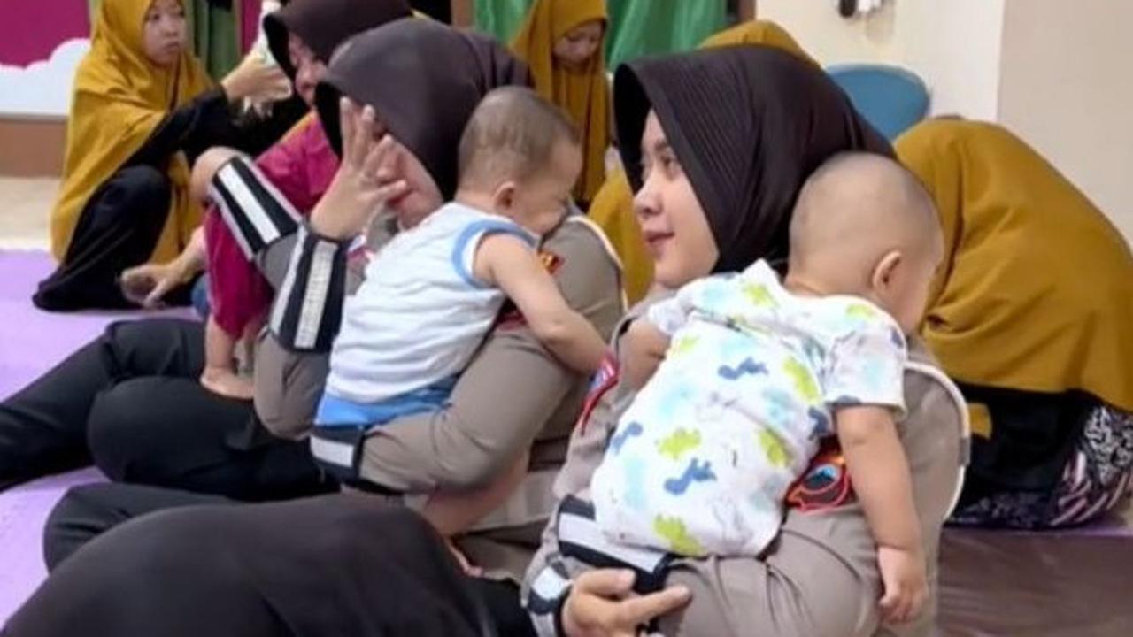 Viral Momen Polwan Kunjungi Panti Asuhan Balita di Semarang, Penuh Haru