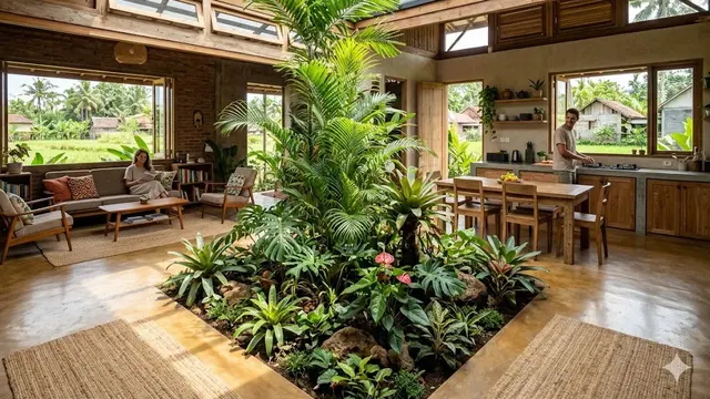 Rumah dengan Taman Indoor untuk Sirkulasi Lebih Sehat