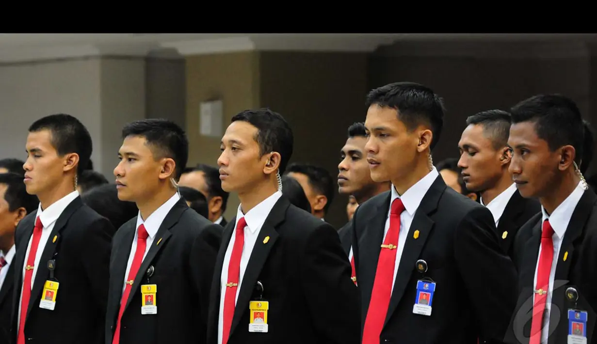 Pasukan Pengamanan Presiden (Paspampres) siap menjaga Presiden terpilih, Jumat (22/8/2014) (Liputan6.com/Andrian M Tunay)