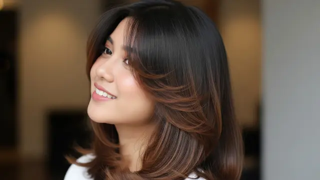 Model Rambut Wanita Panjang Butterfly Cut