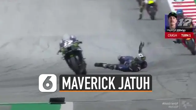VIDEO: Viral Detik-Detik Maverick Vinales Menjatuhkan Diri dari Motornya