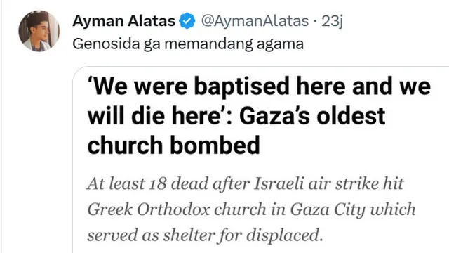 Ayman Alatas soal Genosida