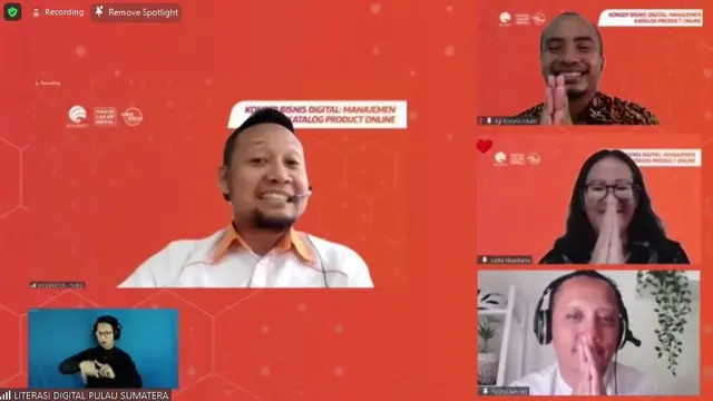 Kemenkominfo menyelenggarakan kegiatan webinar dengan tema 'Konsep Bisnis Digital: Manajemen Katalog Produk Online', Senin (22/8/2022) (Istimewa)