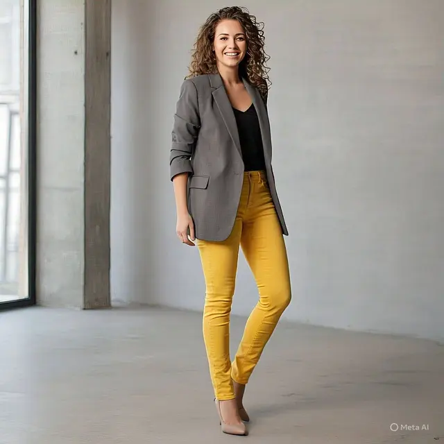 9 Inspirasi Outfit Jeans Warna-warni