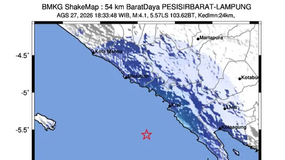 Gempa Magnitudo 4,1 Guncang Pesisir Barat Lampung, Ini Analisis BMKG