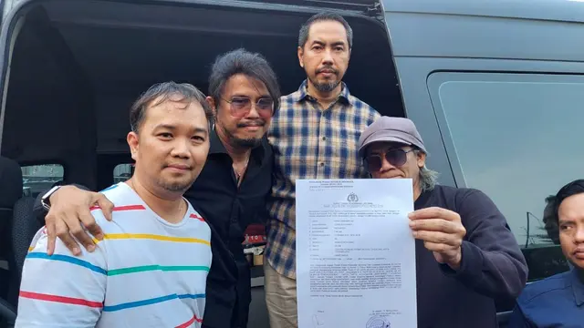 Band Radja mendatangi SPKT Polda Metro Jaya, Senin (14/8/2023).
