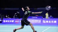 Gregoria Mariska Tunjung, melenggang ke babak kedua Kejuaraan Bulutangkis Asia 2019 setelah mengalahkan pemain Hong Kong,  Cheung Ying Mei, dalam dua gim langsung 21-18, 21-16, Rabu (24/4/2019). (PBSI)