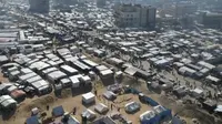 Gambar drone ini menunjukkan ribuan tenda yang digunakan para pengungsi di Rafah, Jalur Gaza selatan pada Jumat, 29 Desember 2023.  (AP Photo)