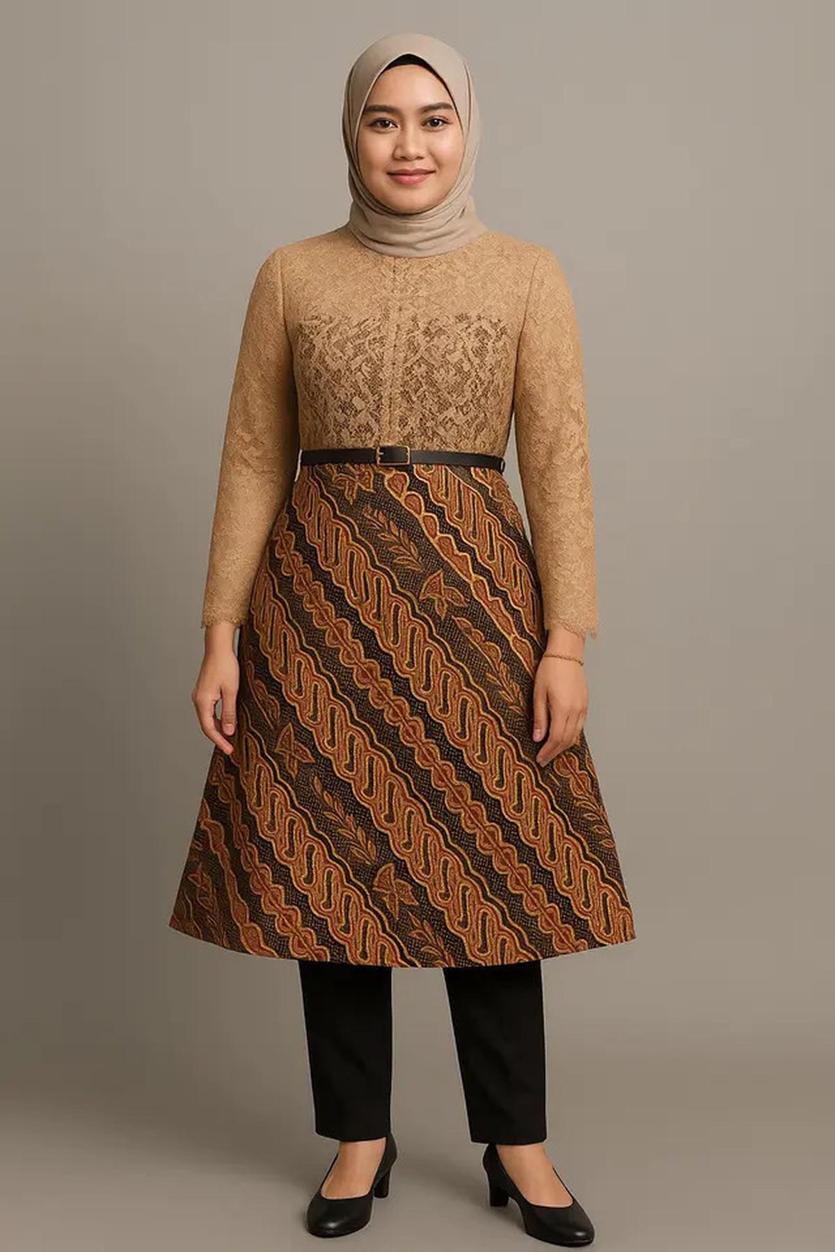 7 Model Tunik Batik Kombinasi Brokat Modern 2025, Tampil Menawan