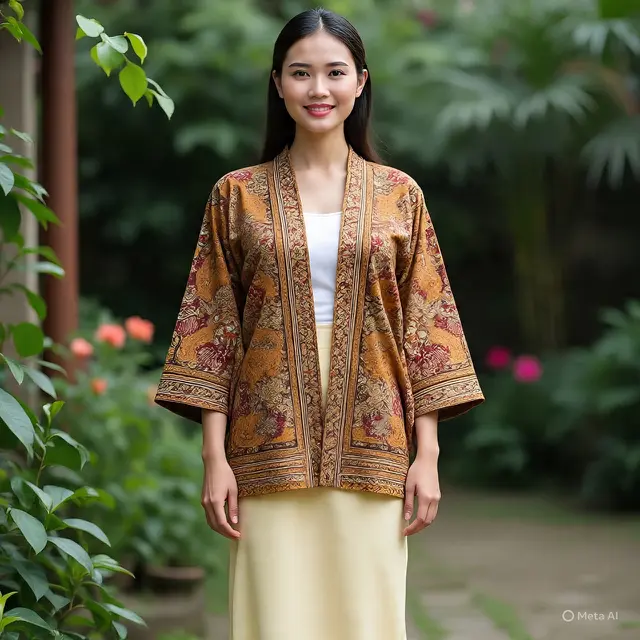 Model Baju Batik Bawahan Rok Panjang Polos
