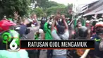 Ratusan pengemudi ojek daring mengamuk dan menyerang kantor penagih utang di Kawasan Sawah Besar, Jakarta Pusat, pada Selasa petang.
