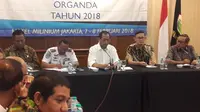 Menteri Perhubungan Budi Karya saat Rapat Pimpinan DPP Organda  di Hotel Milenium Jakarta, Kamis (8/2/2018). (Dok Organda)