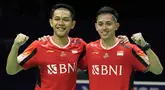 Tim bulutangkis putra Indonesia berhasil meraih kemenangan 3-0 atas Chinese Taipei di semifinal Piala Thomas 2024 di Hi Tech Zone Sports Centre, Chengdu, China, Sabtu (4/5/2024). (AP Photo/Ng Han Guan)