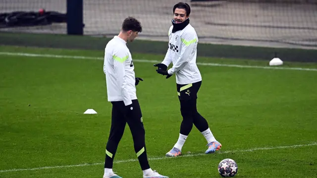 Latihan Santai Pemain Manchester City Jelang Duel Lawan RB Leipzig di Leg Kedua Babak 16 Besar Liga Champions