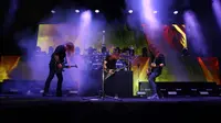 Megadeth menggebrak Jogjarockarta di Stadion Kridosono, Yogyakarta, Sabtu (27/10). (Rajawali Indonesia Communications)